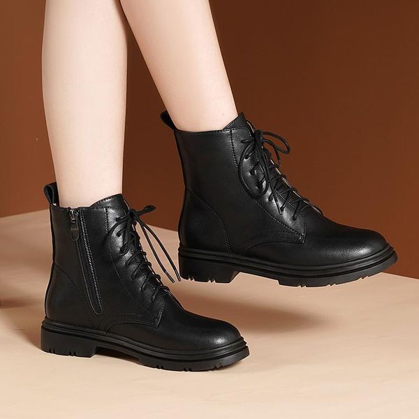 genuine leather lace up women boots british fashion round toe warm winter boots women's leather non-slip, Black
genuine leather lace up women boots british fashion round toe warm winter boots women's leather non-slip, Black