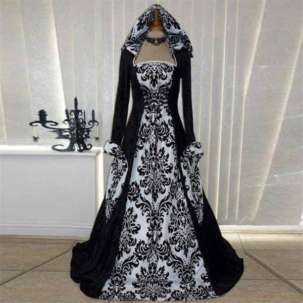 2021 vintage gothic medieval cosplay costume women renaissance princess full sleeve print vestido victorian hooded evening dress, Silver
2021 vintage gothic medieval cosplay costume women renaissance princess full sleeve print vestido victorian hooded evening dress, Silver