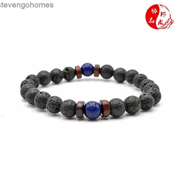 volcanic iron black natural shining stone bracelet, Silver