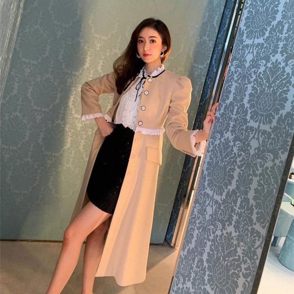 casual dresses 2021 winter dress women ruffles lace stand collar apricot elegant single-breasted long sleeve midi vestidos, Black;gray
casual dresses 2021 winter dress women ruffles lace stand collar apricot elegant single-breasted long sleeve midi vestidos, Black;gray