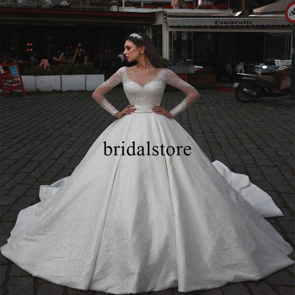 bling beaded ball gown wedding dresses 2021 long sleeve princess church garden wedding gowns arabic dubai sparkly country bridal dress women, White
bling beaded ball gown wedding dresses 2021 long sleeve princess church garden wedding gowns arabic dubai sparkly country bridal dress women, White