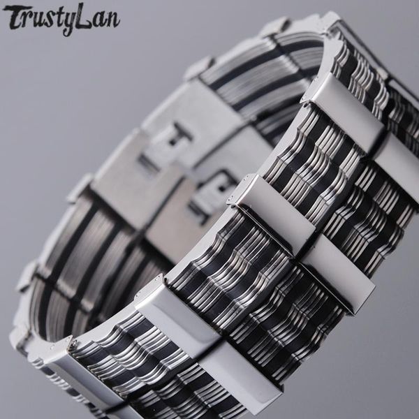 link, chain trendy man bracelet male silicone & 316l stainless steel mens bracelets for men hand jewelry friendship gifts him, Black
link, chain trendy man bracelet male silicone & 316l stainless steel mens bracelets for men hand jewelry friendship gifts him, Black