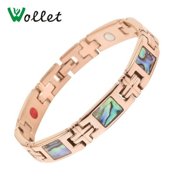 link, chain wollet jewelry energy colorful shell magnetic germanium 5 in 1 elements rose gold color 316l stainless steel bracelet for women, Black
link, chain wollet jewelry energy colorful shell magnetic germanium 5 in 1 elements rose gold color 316l stainless steel bracelet for women, Black