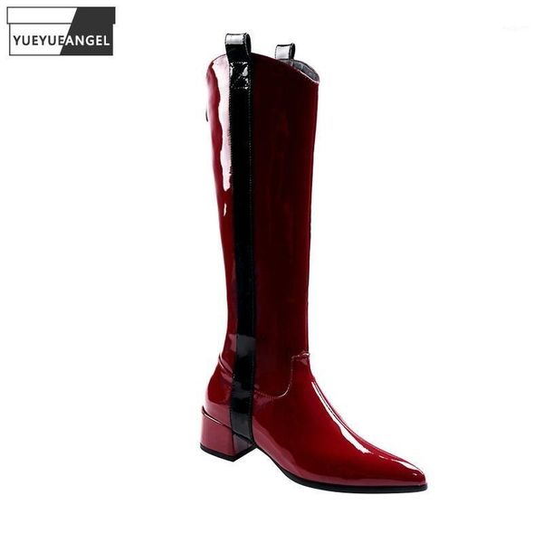 retro patent leather knee high knights boots women luxury mixed colors designer shoes pointed toe cowboy ladies motorcycle boots1, Black
retro patent leather knee high knights boots women luxury mixed colors designer shoes pointed toe cowboy ladies motorcycle boots1, Black