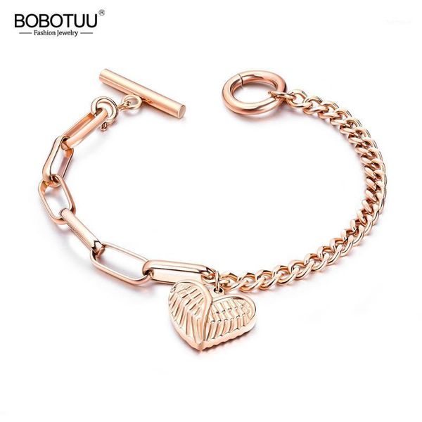 bobotuu fashion beautiful cute love angel bracelets stainless steel heart charm rose gold color bracelet jewelry bb181021, Golden;silver
bobotuu fashion beautiful cute love angel bracelets stainless steel heart charm rose gold color bracelet jewelry bb181021, Golden;silver