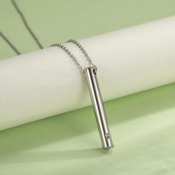 my shape cylinder crystal memorial urn pendant necklace stainless steel minimalist bar memorial ashes keepsake exquisite jewelry, Silver
my shape cylinder crystal memorial urn pendant necklace stainless steel minimalist bar memorial ashes keepsake exquisite jewelry, Silver
