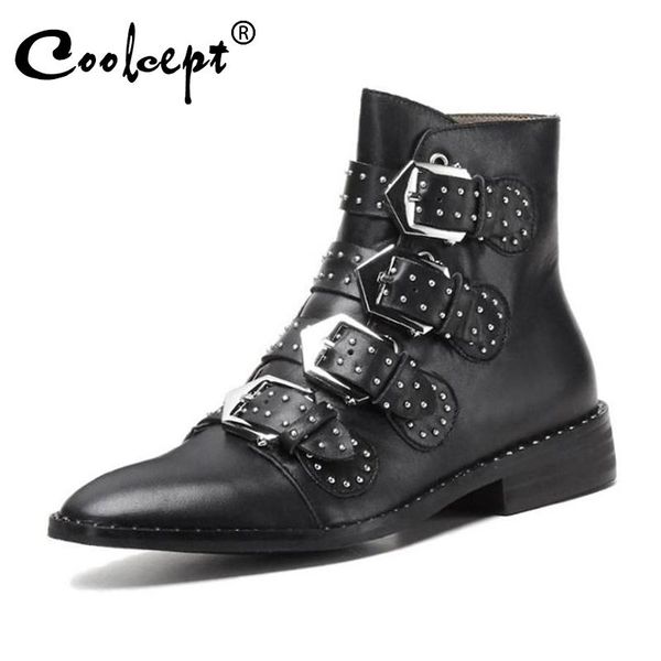 boots coolcept size 33-43 women ankle real leather metal buckle woman short retro fashion shoes footwear, Black
boots coolcept size 33-43 women ankle real leather metal buckle woman short retro fashion shoes footwear, Black