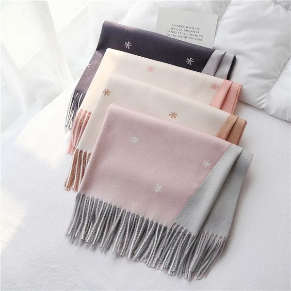 double-side color thicken girl scarf solid shawl strap snowflakes autumn winter oversize imitation cashmere neck scarf for women, Blue;gray
double-side color thicken girl scarf solid shawl strap snowflakes autumn winter oversize imitation cashmere neck scarf for women, Blue;gray