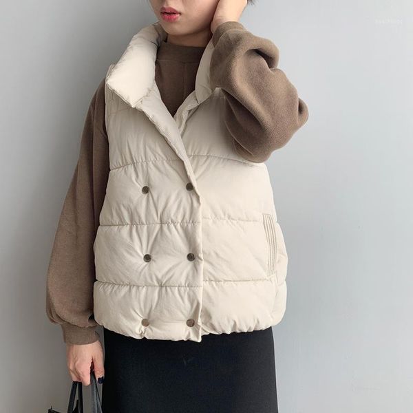 cotton coat outwear winter vest waistcoats section keep warm vest coat stand collar cold season short women's clothing1, Black;white
cotton coat outwear winter vest waistcoats section keep warm vest coat stand collar cold season short women's clothing1, Black;white