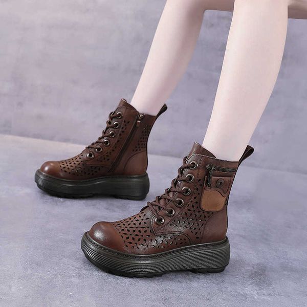 spring and autumn new short hollowed out summer hole leather thick bottom pocket muffin martin boots, Black
spring and autumn new short hollowed out summer hole leather thick bottom pocket muffin martin boots, Black