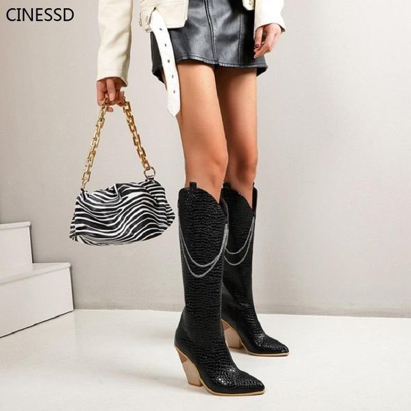 2020 new serpentine pointed high-heeled knight boots metal chain chunky heels wish boots1, Black
2020 new serpentine pointed high-heeled knight boots metal chain chunky heels wish boots1, Black