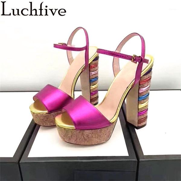 sandals colorful chunky high heel platform women genuine leather strap summer party dress shoes woman1, Black 
sandals colorful chunky high heel platform women genuine leather strap summer party dress shoes woman1, Black