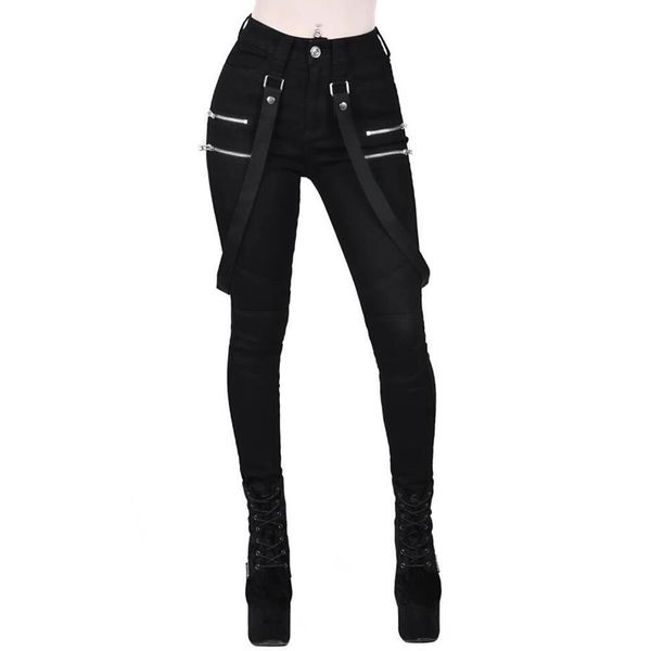 high waist pants women black skinny trousers belt streetwear woman long pants vintage pencil pants punk gothic trousers joggers, Black;white
high waist pants women black skinny trousers belt streetwear woman long pants vintage pencil pants punk gothic trousers joggers, Black;white