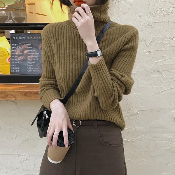 women's sweaters women 2021 autumn winter long sleeve turtleneck pullovers knit loose sweater female casual jumpers warm pullover s8761, White;black
women's sweaters women 2021 autumn winter long sleeve turtleneck pullovers knit loose sweater female casual jumpers warm pullover s8761, White;black