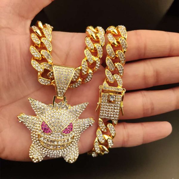 luxury men/women hip hop iced out bling gengar pendant necklaces with 13mm miami cuban chain hiphop necklace charm jewelry fashion gift fash, Silver
luxury men/women hip hop iced out bling gengar pendant necklaces with 13mm miami cuban chain hiphop necklace charm jewelry fashion gift fash, Silver