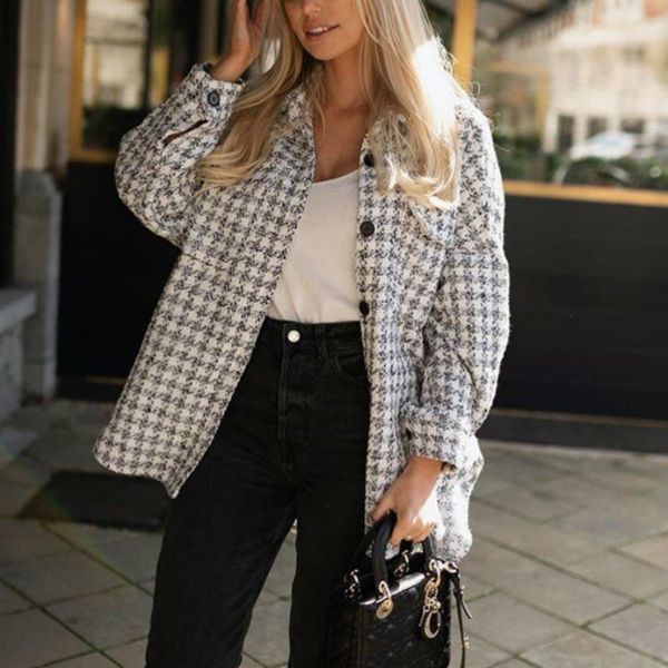 puwd vintage woman drop textured chess jacket autumn-winter fashion soft white ladies outerwear female casual jackets of large dimensions, Black;brown
puwd vintage woman drop textured chess jacket autumn-winter fashion soft white ladies outerwear female casual jackets of large dimensions, Black;brown
