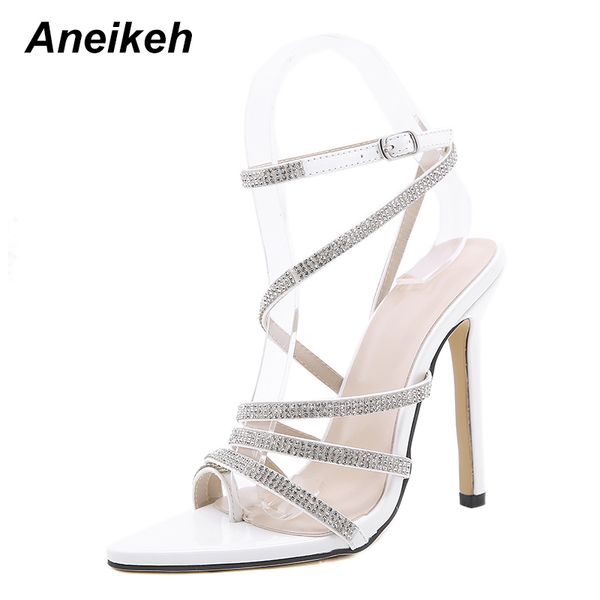 aneikeh new summer fashion sweet elegant bling patchwork narrow band pu sandals women pointed toe thin heels button party shoes c0129, Black
aneikeh new summer fashion sweet elegant bling patchwork narrow band pu sandals women pointed toe thin heels button party shoes c0129, Black