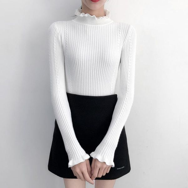 2021 sweater women's fall winter concealed half high neck slim pullover slim tight fit long sleeve knitted, White;black
2021 sweater women's fall winter concealed half high neck slim pullover slim tight fit long sleeve knitted, White;black