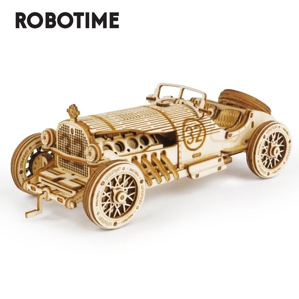 Robotime 220pcs Classic Diy Movable 3d Grand Prix Car Wooden Puzzle Game Assembly Toy Gift For Children Teens Mc401 Y200413
