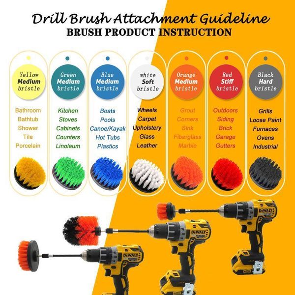 4pcs/set drill power scrub clean brush electric drill brush kit with extension for cleaning car, seat, carpet, up jlltcd
4pcs/set drill power scrub clean brush electric drill brush kit with extension for cleaning car, seat, carpet, up jlltcd