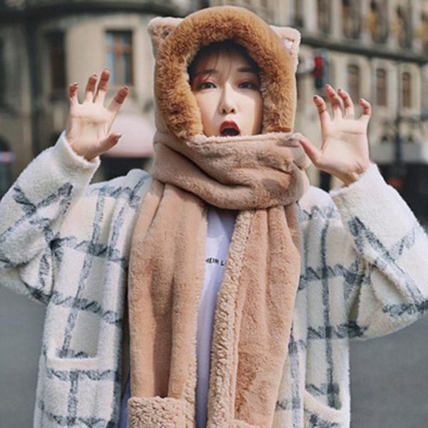 new autumn/winter 2020 women's hat, scarf, gloves, integrated warm wrap knit hat and wool wool hat, Blue;gray
new autumn/winter 2020 women's hat, scarf, gloves, integrated warm wrap knit hat and wool wool hat, Blue;gray