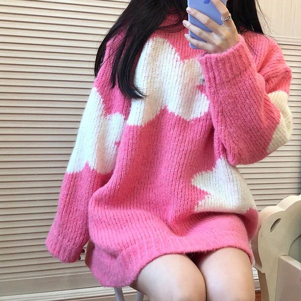 women's sweaters winter japanese retro harajuku style flowers loose round neck pullover student knitted sweater women, White;black
women's sweaters winter japanese retro harajuku style flowers loose round neck pullover student knitted sweater women, White;black