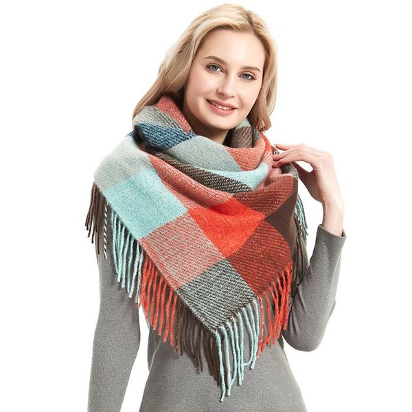 Winter Scarf for Women Square 110x110cm Plaid Warm Cashmere Scarves Shawl Female Blanket Stole Blanket Scarf, Blue;gray
Winter Scarf for Women Square 110x110cm Plaid Warm Cashmere Scarves Shawl Female Blanket Stole Blanket Scarf, Blue;gray