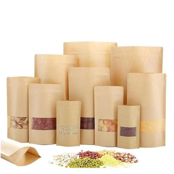 kraft paper bag stand up food pouches with transparent window reusable bags food storage bag smooth
kraft paper bag stand up food pouches with transparent window reusable bags food storage bag smooth