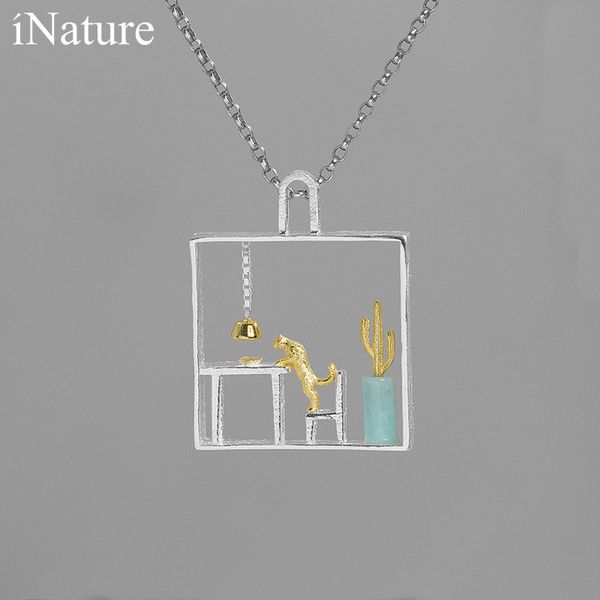inature cat at home 925 sterling silver long chain choker necklace fine jewelry for women q0531
inature cat at home 925 sterling silver long chain choker necklace fine jewelry for women q0531