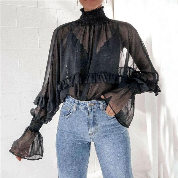 2021 ladies turtleneck chiffon ruffle trim blouse pure long sleeve blouse casual ladies elegant shirts, White
2021 ladies turtleneck chiffon ruffle trim blouse pure long sleeve blouse casual ladies elegant shirts, White