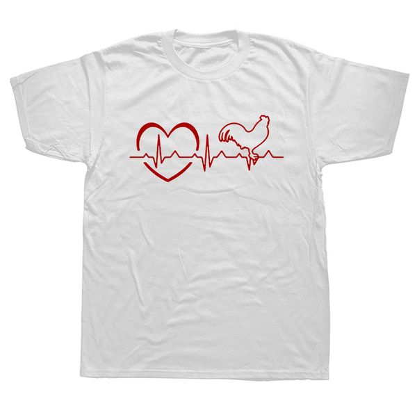 new summer fashion love chicken t shirt men short sleeve cotton heartbeat of hen t-shirt camisetas tshirt, White;black