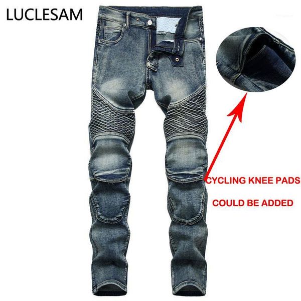 stretch mens biker jeans casual slim fit denim pants vintage moto jeans for men hip hop streetwear trousers fold hommes 421, Blue
stretch mens biker jeans casual slim fit denim pants vintage moto jeans for men hip hop streetwear trousers fold hommes 421, Blue