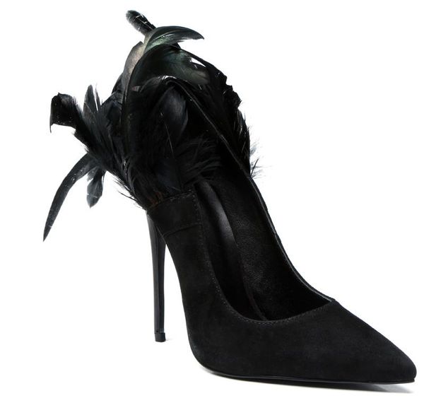 back feather tail pumps ladies black suede pointed toe stiletto low cut high heels shoes woman slip on runway shoes
back feather tail pumps ladies black suede pointed toe stiletto low cut high heels shoes woman slip on runway shoes
