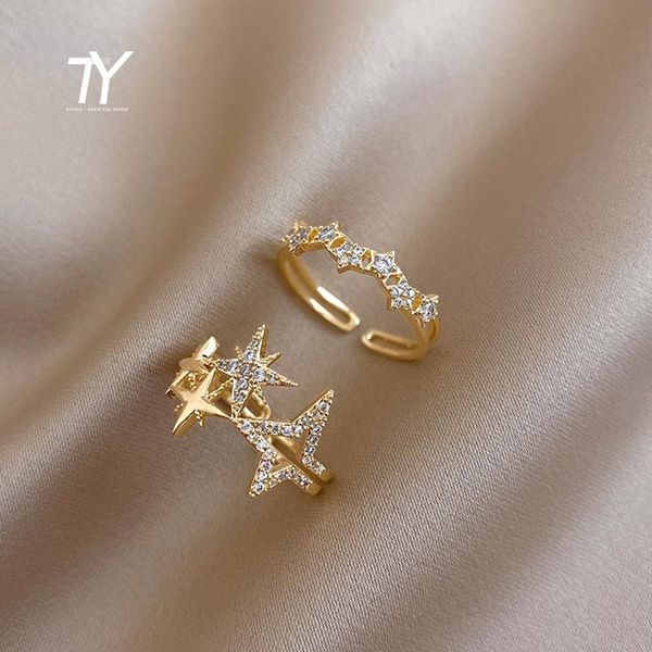 cluster rings 2021 luxury zircon star opening women's ring finger accessories versatile wedding party girl's fashion jewelry, Golden;silver
cluster rings 2021 luxury zircon star opening women's ring finger accessories versatile wedding party girl's fashion jewelry, Golden;silver