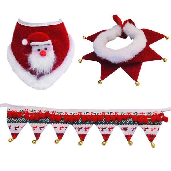 dog collars & leashes christmas plush scarf bib decor adjustable collar pet saliva towel necklace dropship