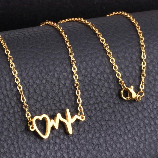 luxusteel graduation gift heartbeat heart pendants necklaces gold color chain necklace, Silver
luxusteel graduation gift heartbeat heart pendants necklaces gold color chain necklace, Silver