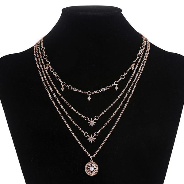 pendant necklaces diamond star-studded multi-layer necklace set of 4 fashion european and american female neck jewelry retro ring, Silver
pendant necklaces diamond star-studded multi-layer necklace set of 4 fashion european and american female neck jewelry retro ring, Silver