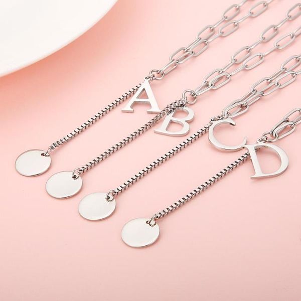 chains stainless steel 26 letter round choker necklace for women european and american minimalist fine jewelry, Silver
chains stainless steel 26 letter round choker necklace for women european and american minimalist fine jewelry, Silver