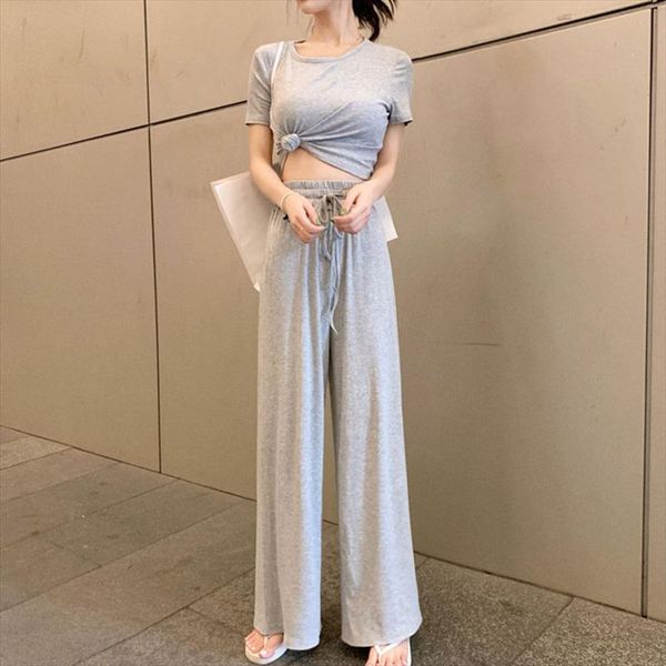 fashion 2 pcs sets wide leg pants slim t shirt suits high waist wide leg trousers casual suit two piece womens set, Gray
fashion 2 pcs sets wide leg pants slim t shirt suits high waist wide leg trousers casual suit two piece womens set, Gray