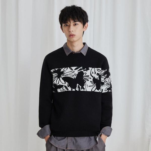 2020 autumn winter popular knit sweater for men korean fashion butterfly flower jacquard pullover long sleeve sweater man w1419, White;black
2020 autumn winter popular knit sweater for men korean fashion butterfly flower jacquard pullover long sleeve sweater man w1419, White;black