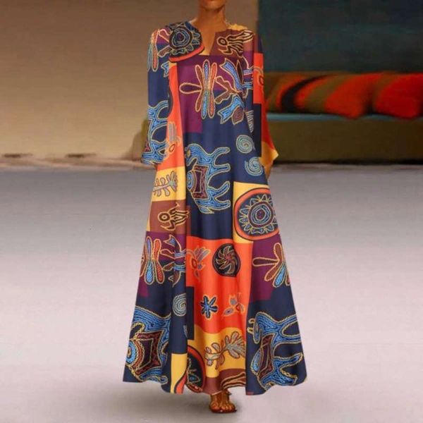 sleeve women's v-neck autumn oversized long ethnic contrast printed dress, Black;gray
sleeve women's v-neck autumn oversized long ethnic contrast printed dress, Black;gray