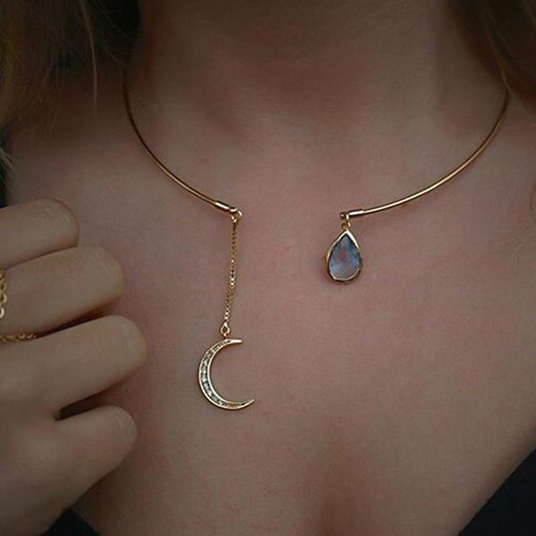 chokers creative moon pendant open choker necklace for ladies elegant crystal cuff collar statement party fashion jewelry, Golden;silver
chokers creative moon pendant open choker necklace for ladies elegant crystal cuff collar statement party fashion jewelry, Golden;silver