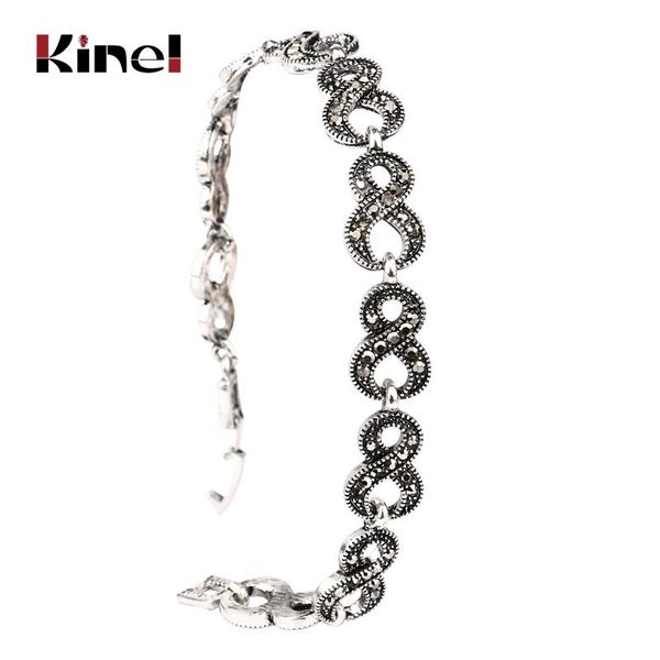 link, chain kinel gorgeous gray crystal jewelry silver color retro bracelets for women, Black
link, chain kinel gorgeous gray crystal jewelry silver color retro bracelets for women, Black