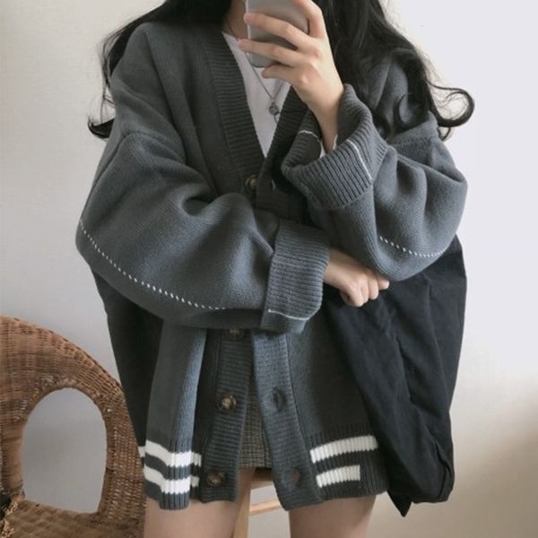 autumn korean v-neck sweater knitted cardigan women harajuku loose long sleeve coat femme oversize knitting sweaters female y200720, White;black
autumn korean v-neck sweater knitted cardigan women harajuku loose long sleeve coat femme oversize knitting sweaters female y200720, White;black