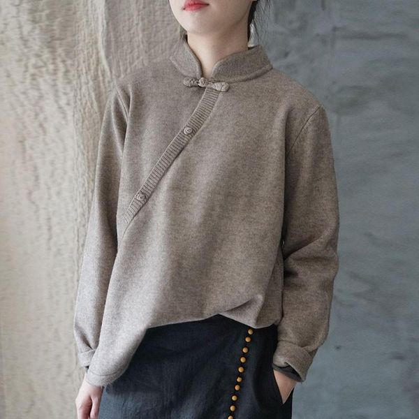 johnature retro plate buckle stand long sleeve thick knitted sweater 2021 autumn winter new comfortable all-match women knitwear, White;black
johnature retro plate buckle stand long sleeve thick knitted sweater 2021 autumn winter new comfortable all-match women knitwear, White;black
