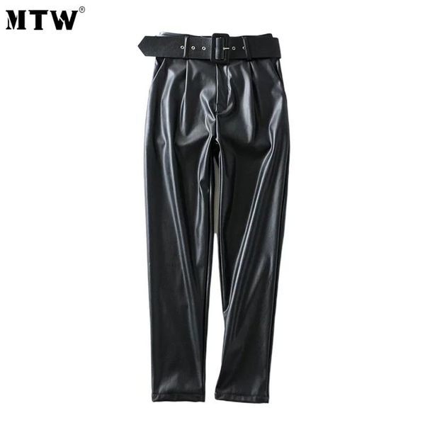 women's pants & capris autumn women high waist pencil korean office pu leather trousers 2021 elegant black faux suit, Black;white
women's pants & capris autumn women high waist pencil korean office pu leather trousers 2021 elegant black faux suit, Black;white