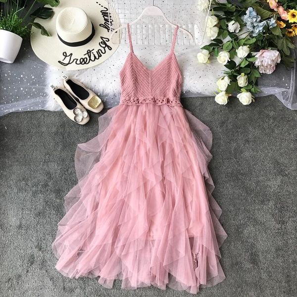 2019 summer new suspender brassiere mesh dress summer knitted stitching playful ruffled gauze patchwork vestidos1, Black;gray
2019 summer new suspender brassiere mesh dress summer knitted stitching playful ruffled gauze patchwork vestidos1, Black;gray