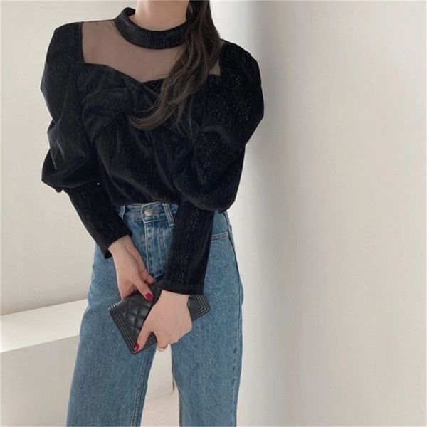 2021 new elegant women's solid turtlenecks transparent knitted puff sleeves female velvet shirt spring k7uu, White
2021 new elegant women's solid turtlenecks transparent knitted puff sleeves female velvet shirt spring k7uu, White