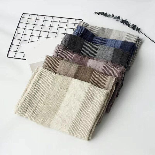scarves autumn winter long shawls warm soft tassel men women scarf striped cotton linen wrinkled pleated japanese style, Blue;gray
scarves autumn winter long shawls warm soft tassel men women scarf striped cotton linen wrinkled pleated japanese style, Blue;gray