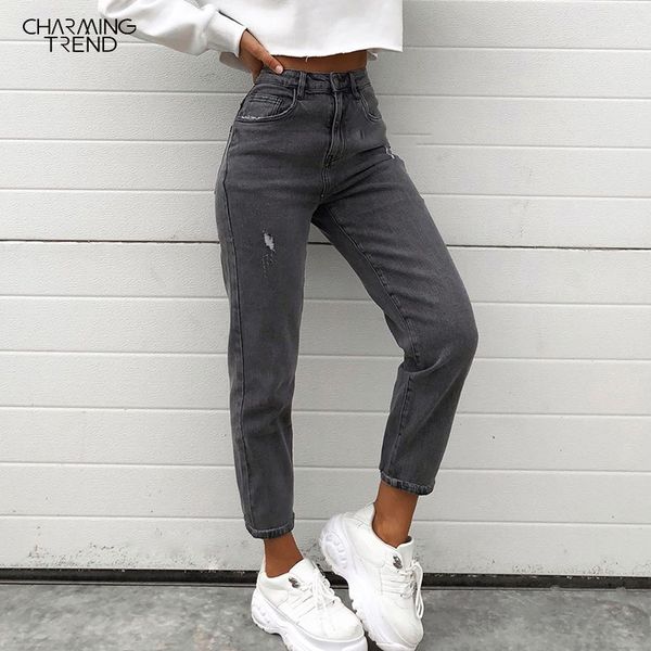 tight elastic jeans women's feet pants nine pants distressed 2020 autumn winter vintage high waist denim trousers women gray lj201126, Black;white
tight elastic jeans women's feet pants nine pants distressed 2020 autumn winter vintage high waist denim trousers women gray lj201126, Black;white